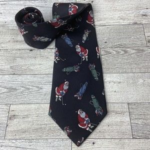 Christopher Hayes Santa Claus Golf Tie Blue Mens Golfing Bag Christmas In July